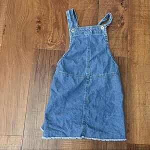 Lucky brand girls blue jeans dress Sz small/7 frayed hem adjustable strap